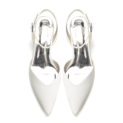 Women's Silk Satin With Closed Toe Ankle Strap Chunky Heel Evening Shoes