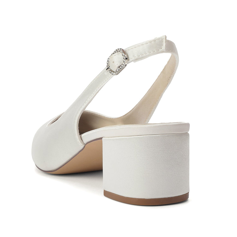 Women's Silk Satin With Closed Toe Ankle Strap Chunky Heel Evening Shoes