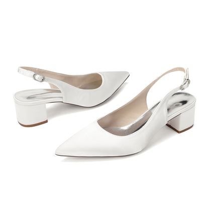 Women's Silk Satin With Closed Toe Ankle Strap Chunky Heel Evening Shoes