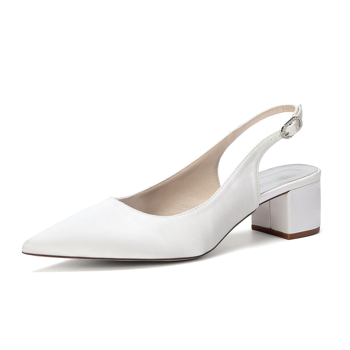 Women's Silk Satin With Closed Toe Ankle Strap Chunky Heel Evening Shoes