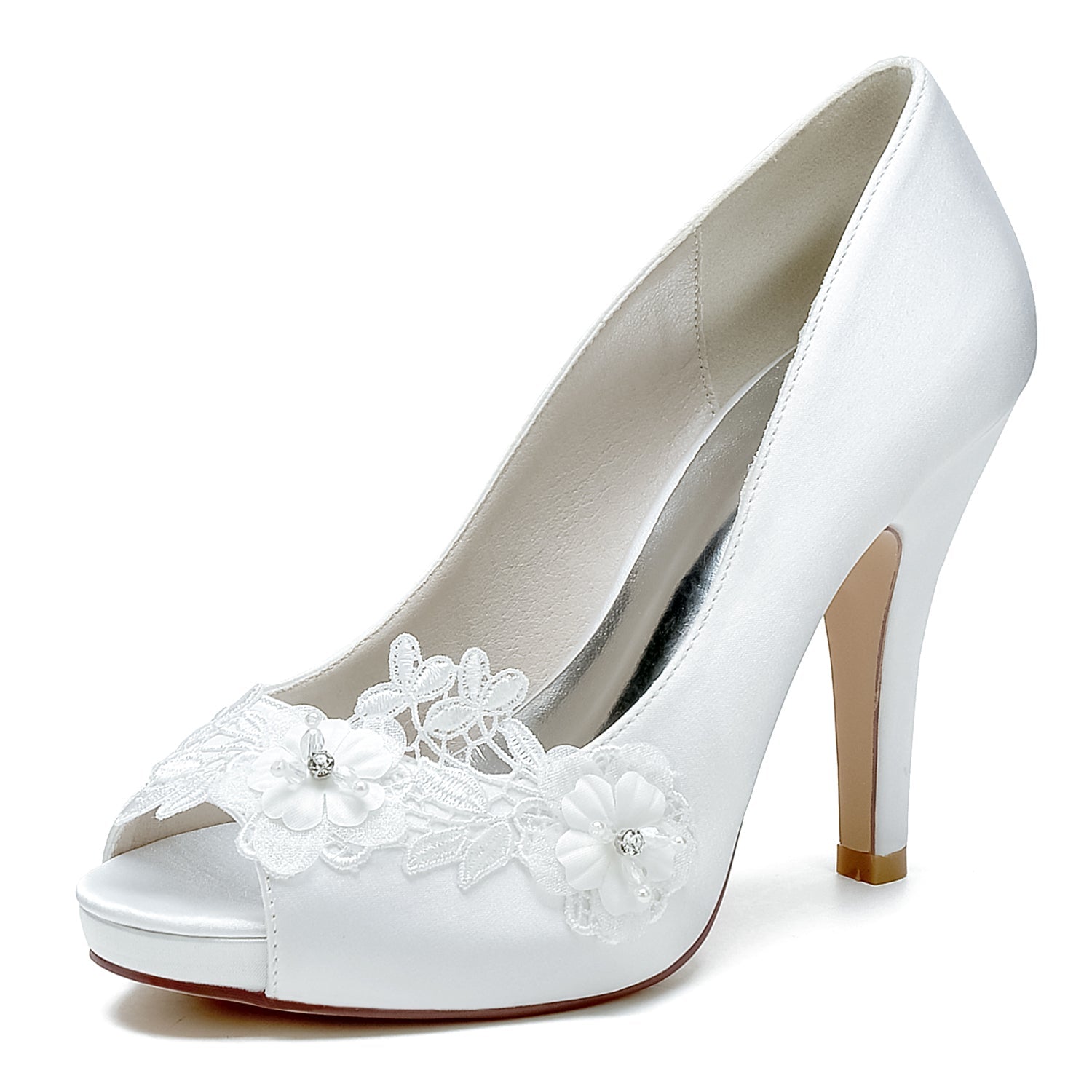 Women's Silk Satin Flower With Closed Toe Flat Heel Evening Shoes main image 1