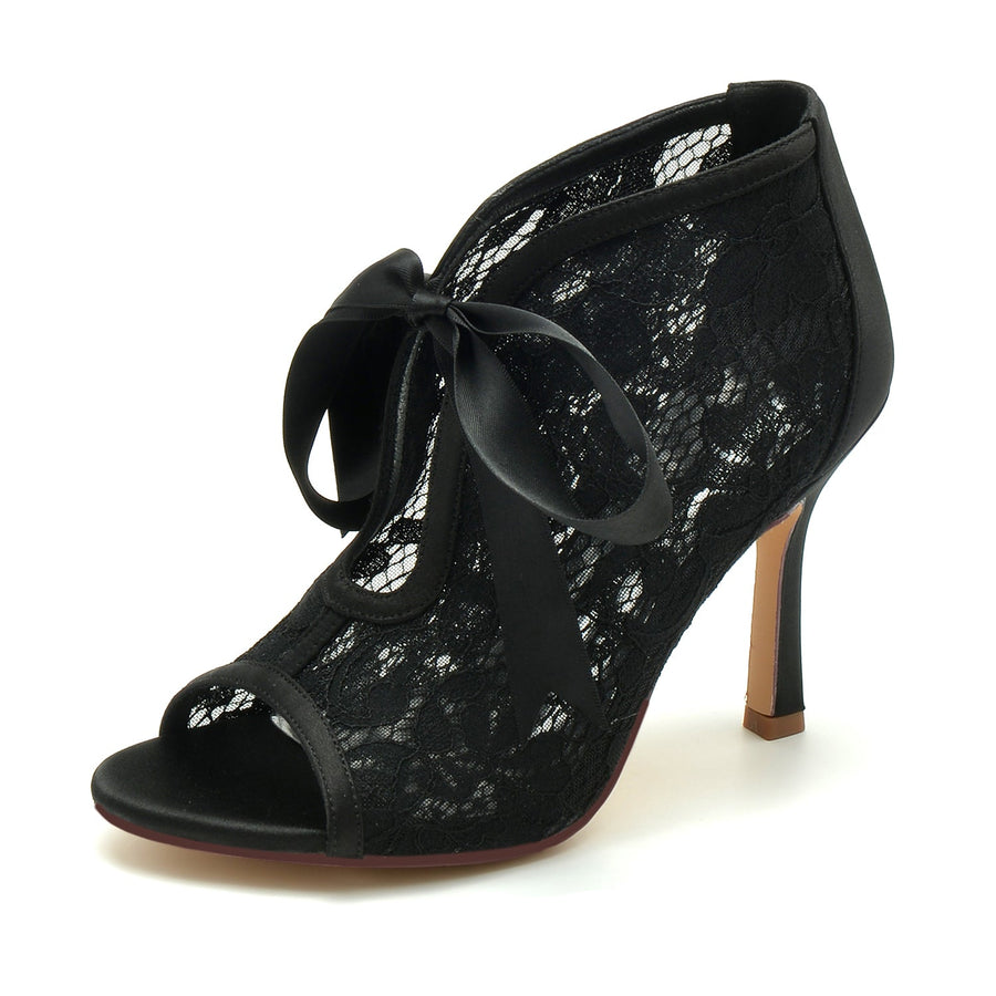 Women's Lace With Lace Lace-up Peep Toe Stiletto Heel Wedding Shoes