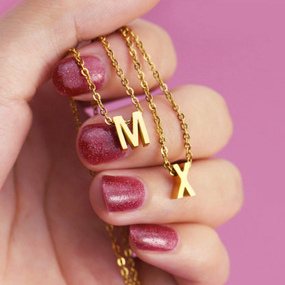 26 English Alphabet Surname Titanium Pendant Necklace