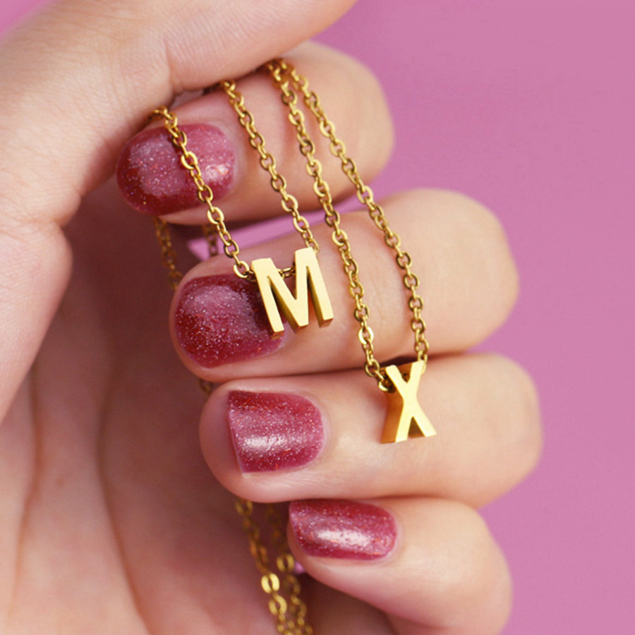 26 English Alphabet Surname Titanium Pendant Necklace