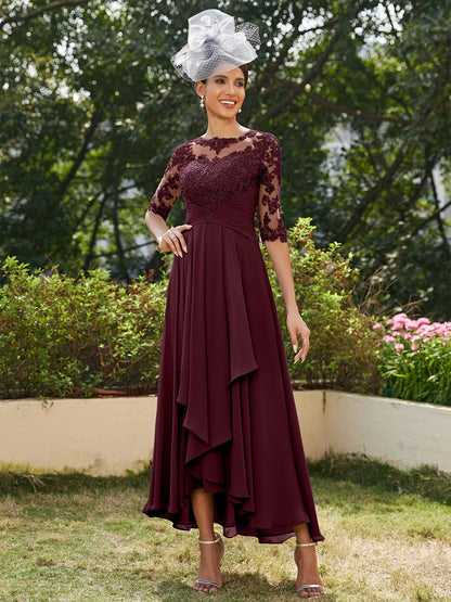 Trendy Modern Mother Of The Bride Dresses A-Line/Princess Scoop 3/4 Sleeves Chiffon Mother Trendy Modern Mother Of The Bride Dresses A-Line/Princess Scoop 3/4 Sleeves Chiffon Mother