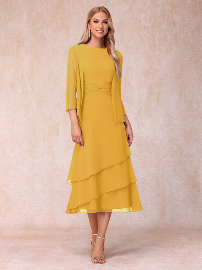 Sheath/Column Scoop Sleeveless Long Formal Evening Dresses with Ruched & Jacket