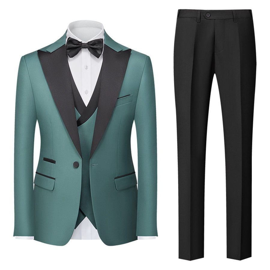 Tailored Fit Single Breasted One-button 3 Pieces Solid Colored Men's Wedding Suits