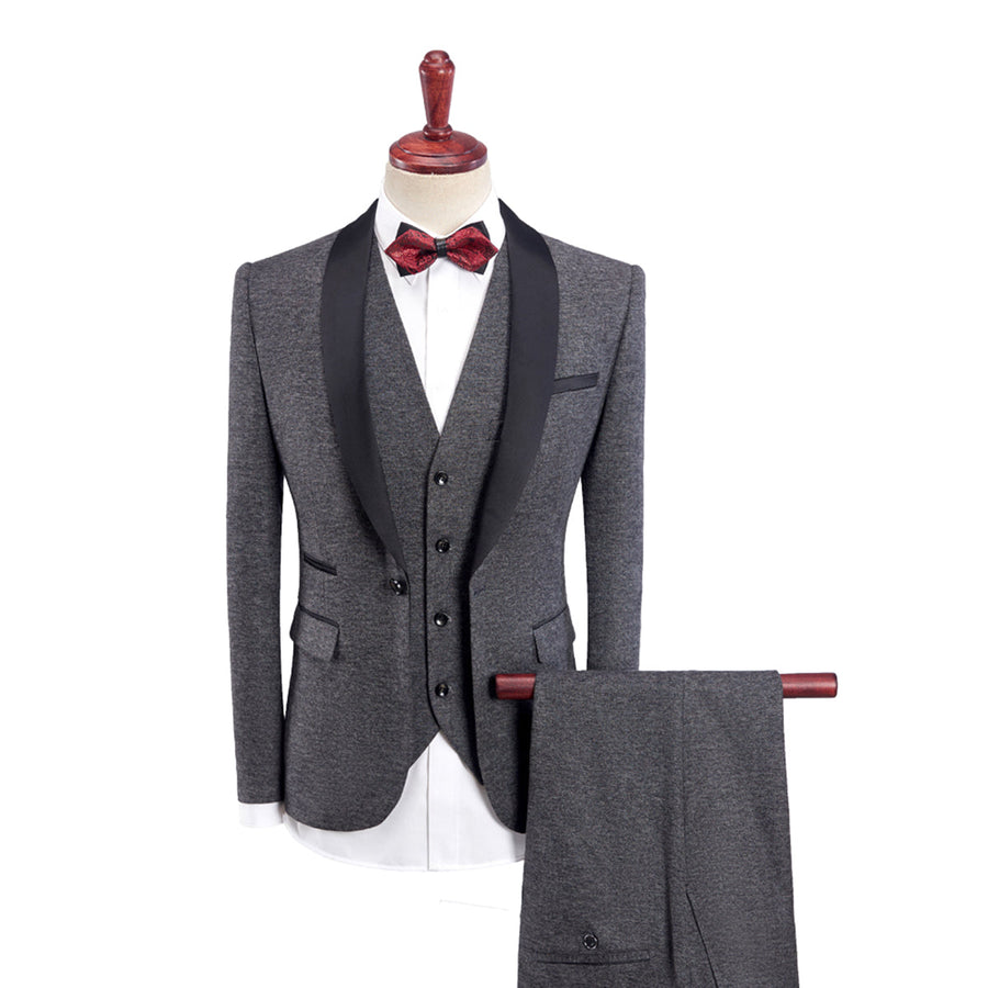 Tailored Fit Single Breasted One-button 3 Pieces Solid Colored Men's Wedding Suits