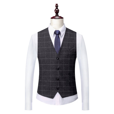 Tailored Fit Single Breasted Two-buttons 3 Pieces Plaid Men's Wedding Suits