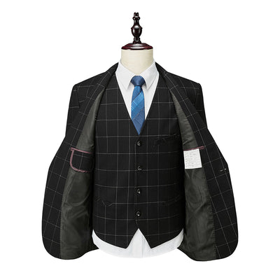 Tailored Fit Single Breasted One-button 3 Pieces Plaid Men's Wedding Suits