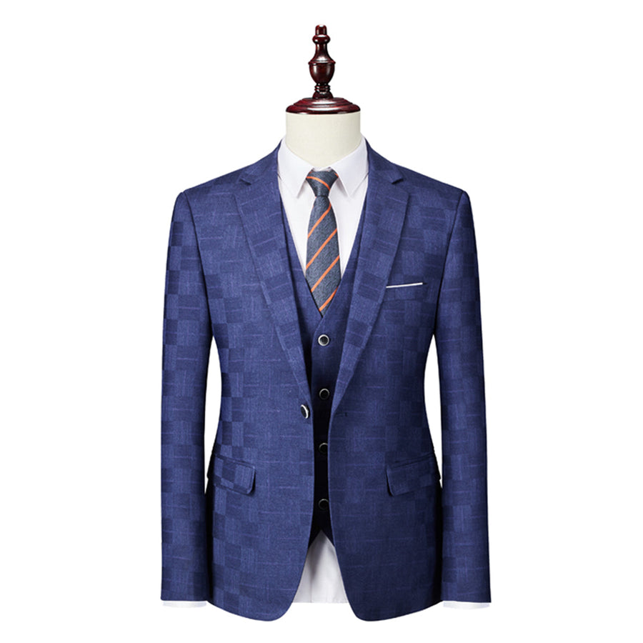 Tailored Fit Single Breasted One-button 3 Pieces Plaid Men's Wedding Suits