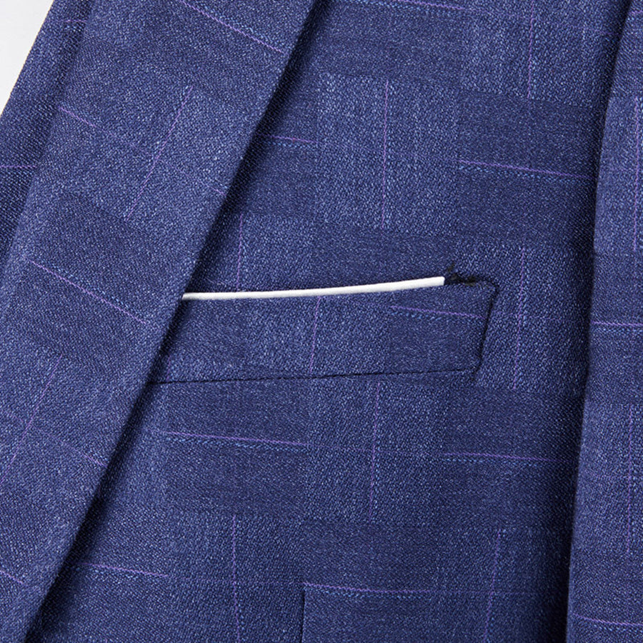 Tailored Fit Single Breasted One-button 3 Pieces Plaid Men's Wedding Suits