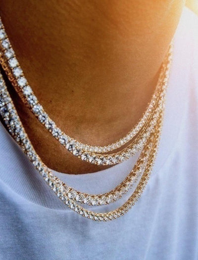 Men's Chain Necklace with Rhinestones