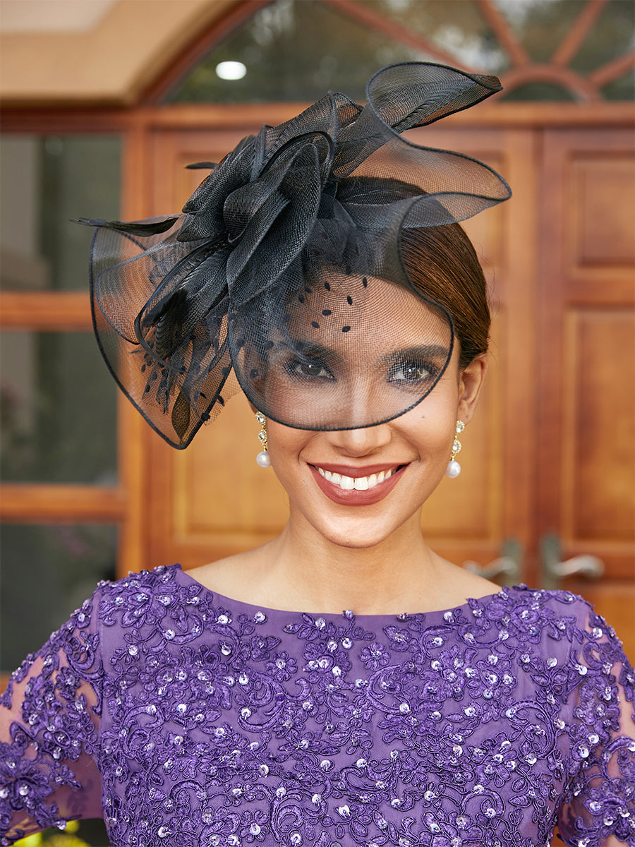 Elegant Tulle Fascinators with Feathers