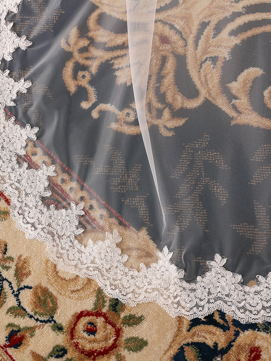 Elegant Tulle One-Tier Chapel Long Bridal Veils With Applique