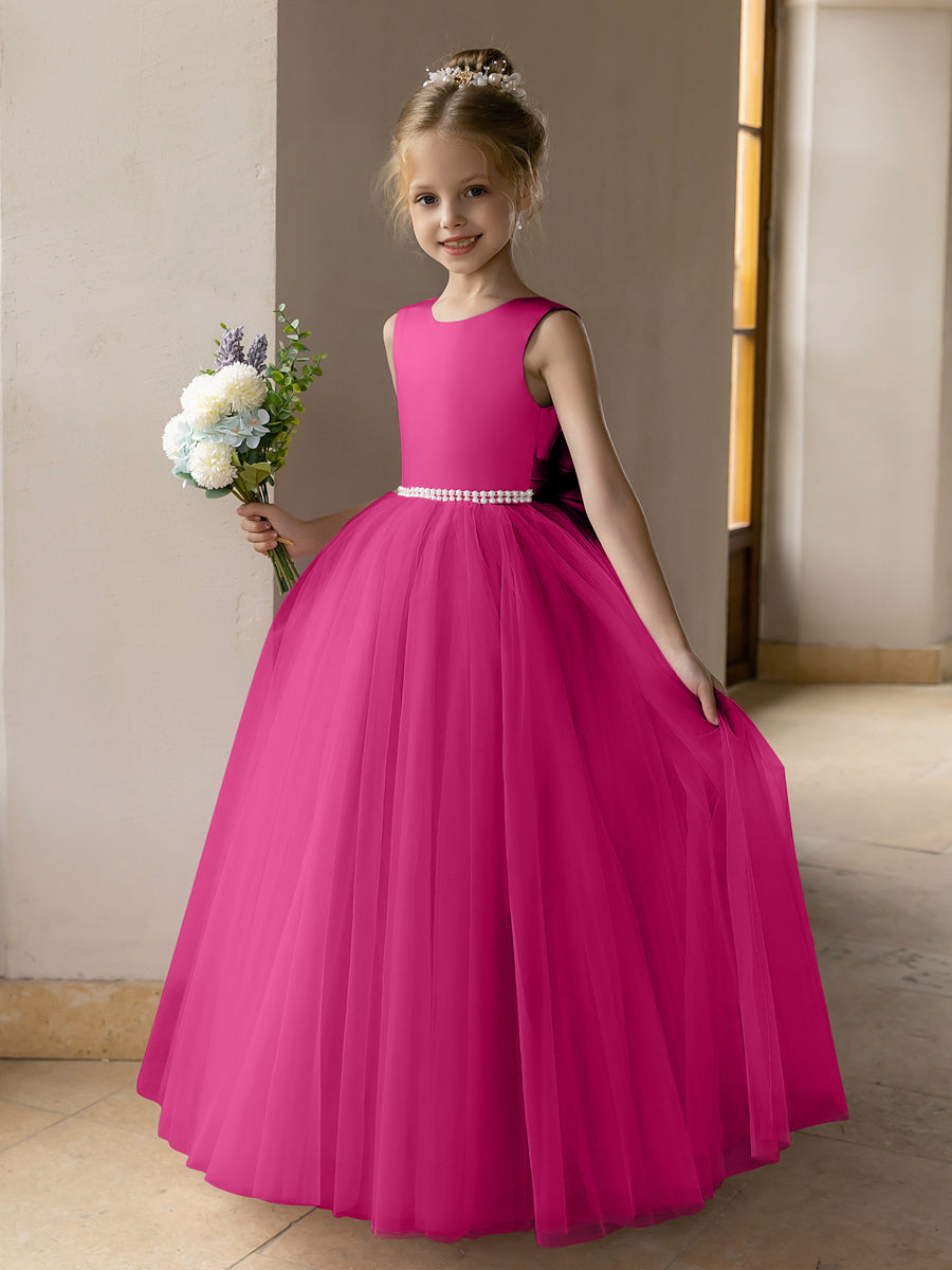 Wedding Fuchsia Flower Girl Dresses Satin Dress Flower Girl Dress