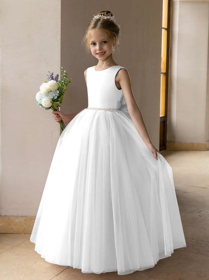 Flower Girl Dress White With Bow in Back Flower Girl Dress White With Bow in Back