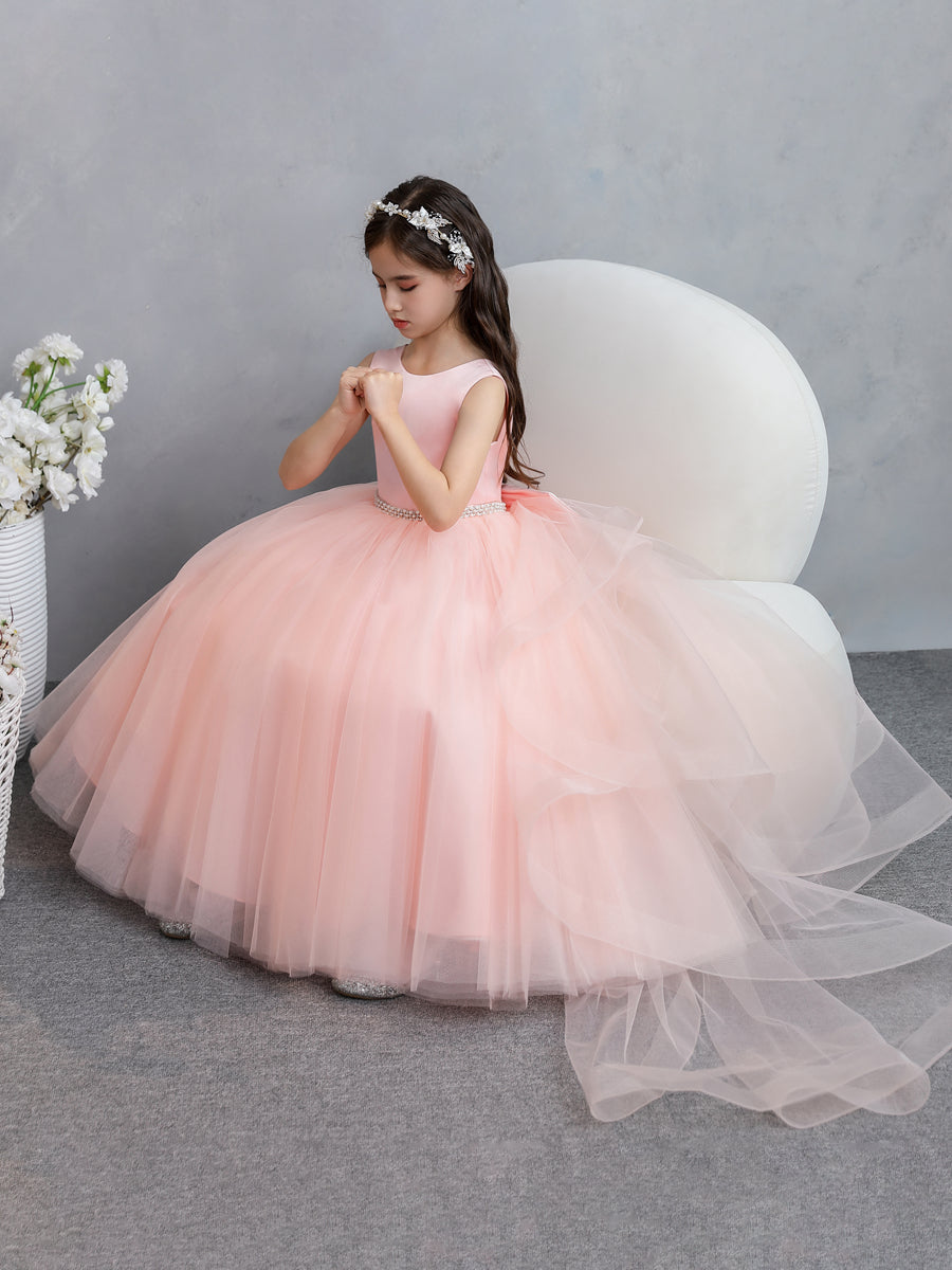 Tulle Ball Gown/Princess Ruffles Flower Girl Dresses With Pearls & Bowknot