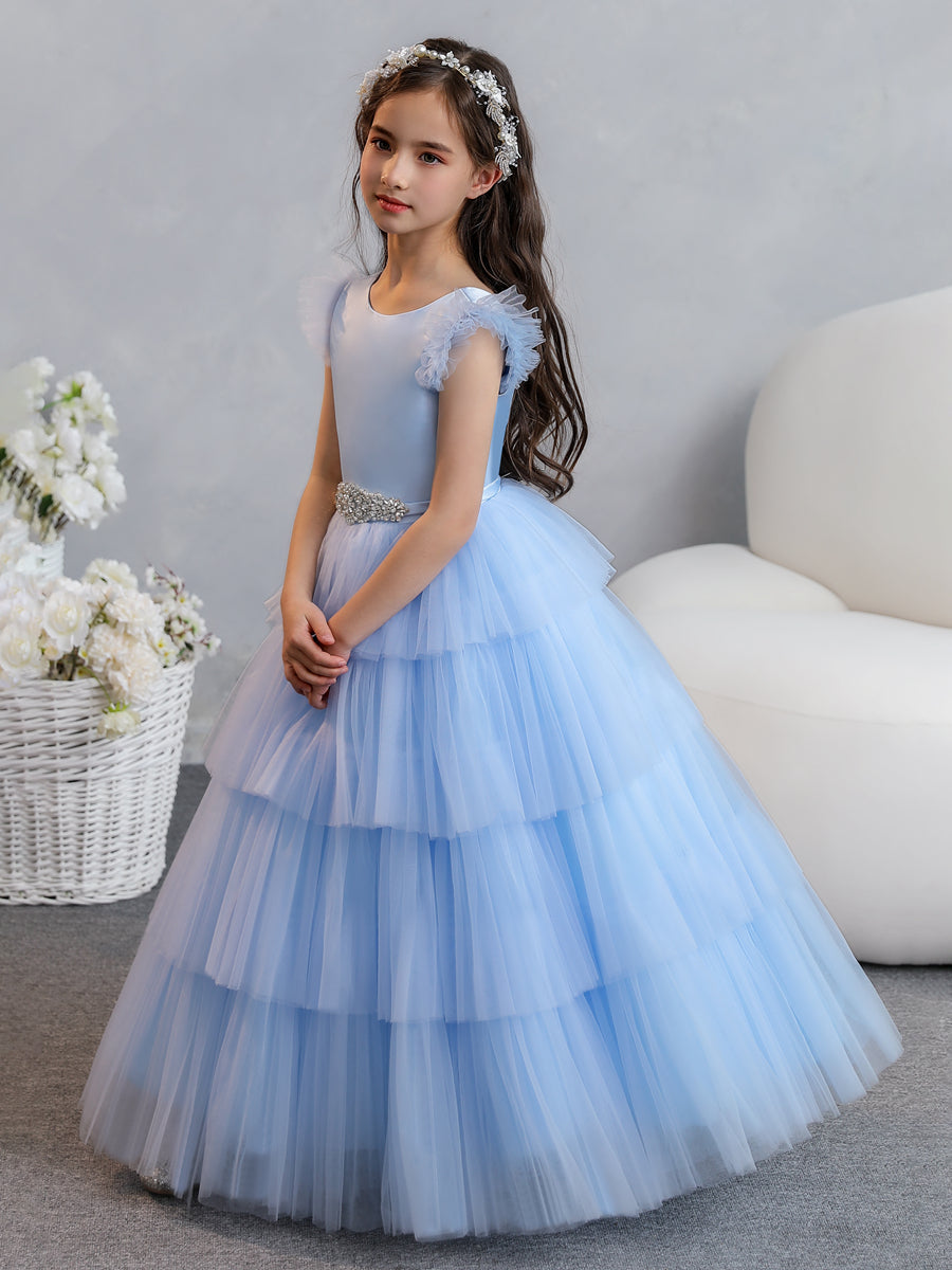 Tulle Ball Gown/Princess Flower Girl Dresses With Tiered Pleats