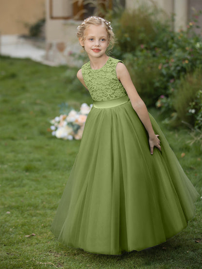olive green dresses for girls Jinhomg Flower Girl Dress Girls V Back Satin Tulle Dresses A Line Bow Knot Communion Dress Wedding Guest Birthday Party Dresses Formal Gown Army Green 150