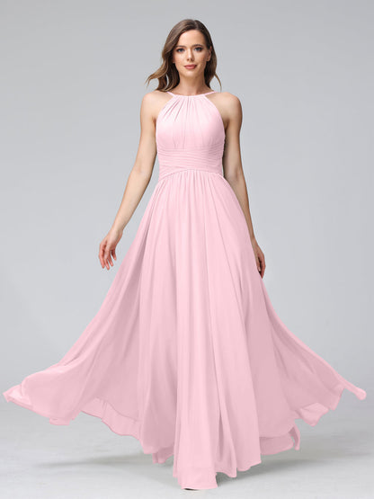 AufewB Halter Chiffon Bridesmaid Dress - Short Knee Length Cocktail Party Dress