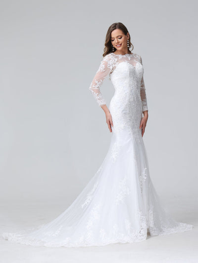 Trumpet/Mermaid Long Sleeves Lace Wedding Dresses with Appliques
